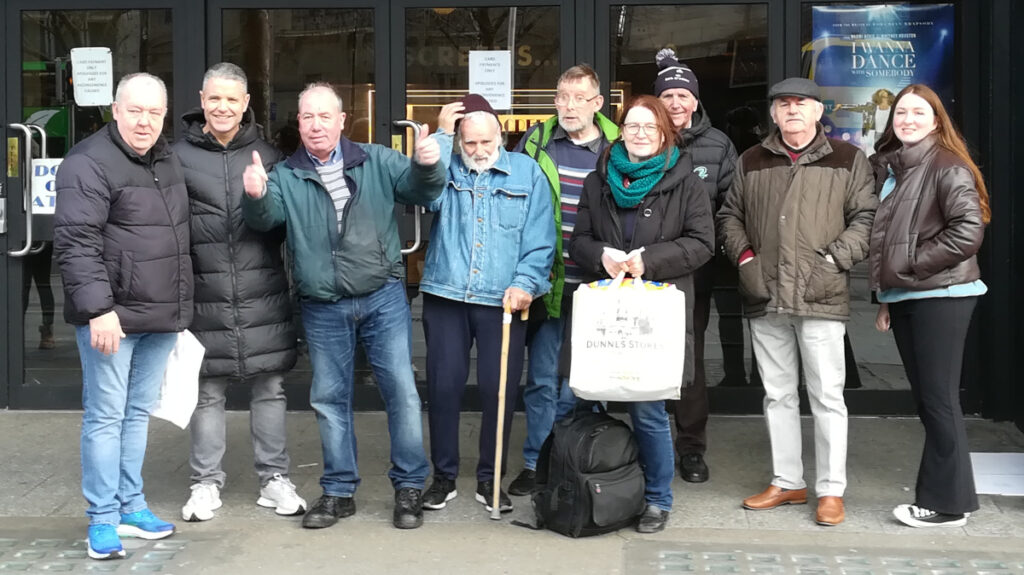 Photo of the group at the Savoy for 'North Circular' film